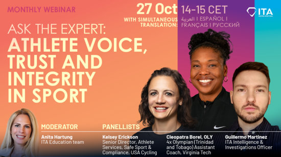 ITA Monthly Webinar: Athlete Voice, Trust and Integrity in Sport