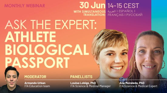 ITA Monthly Webinar: Registration Open for June Session on the Athlete Biological Passport